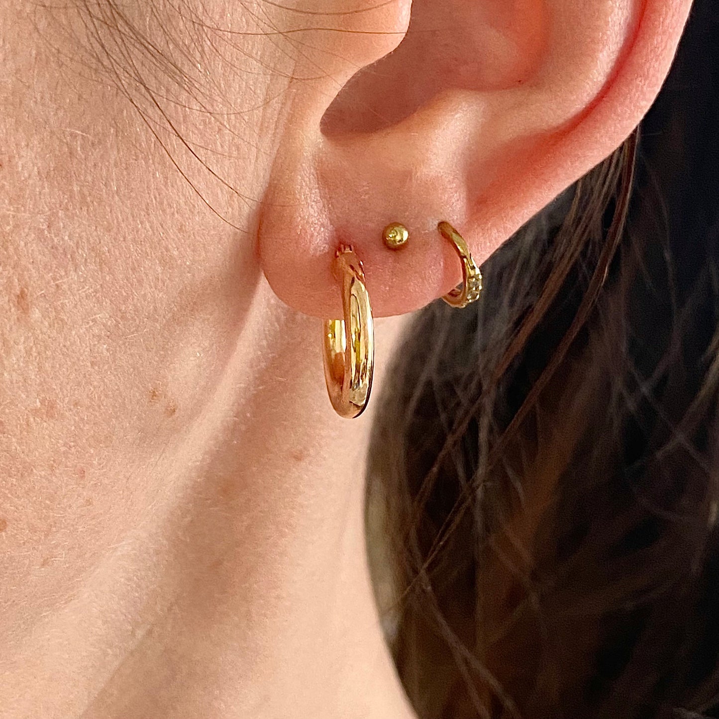 9ct Gold Thick Italian 'Unoaerre' Hoop Earrings | 17mm