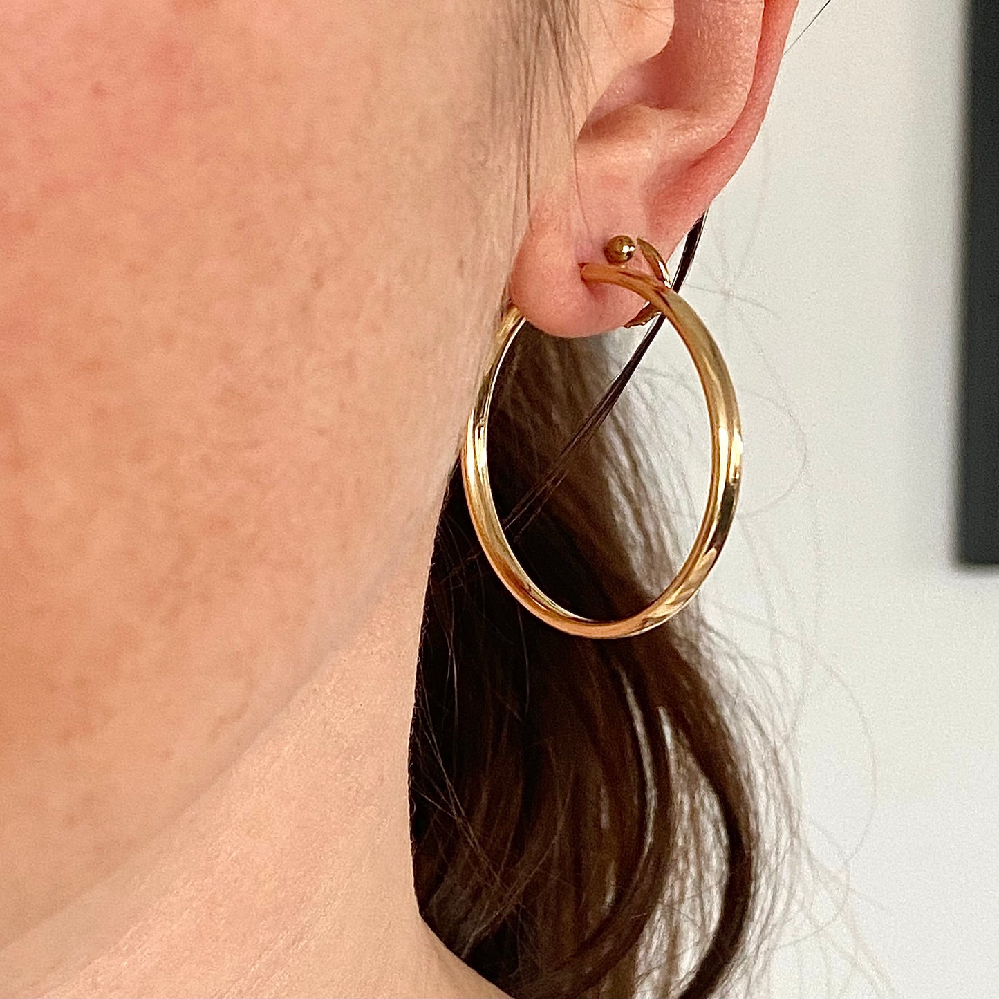 Fabulous 9ct Gold Italian Flat Hoops | 33mm