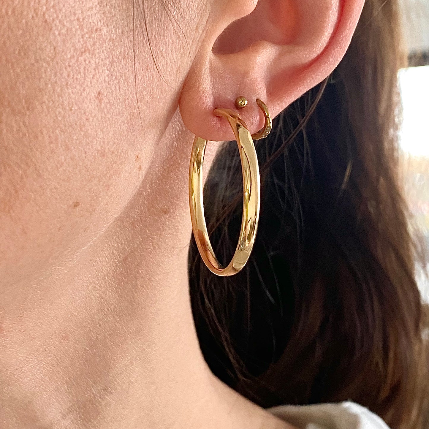 Fabulous 9ct Gold Italian Flat Hoops | 33mm