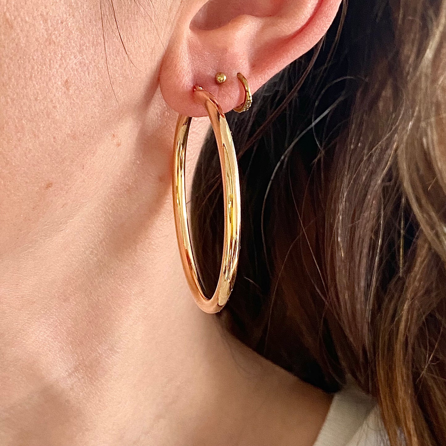 Fantastic Large Italian 9ct 'Unoaerre' Gold Hoops | 56mm