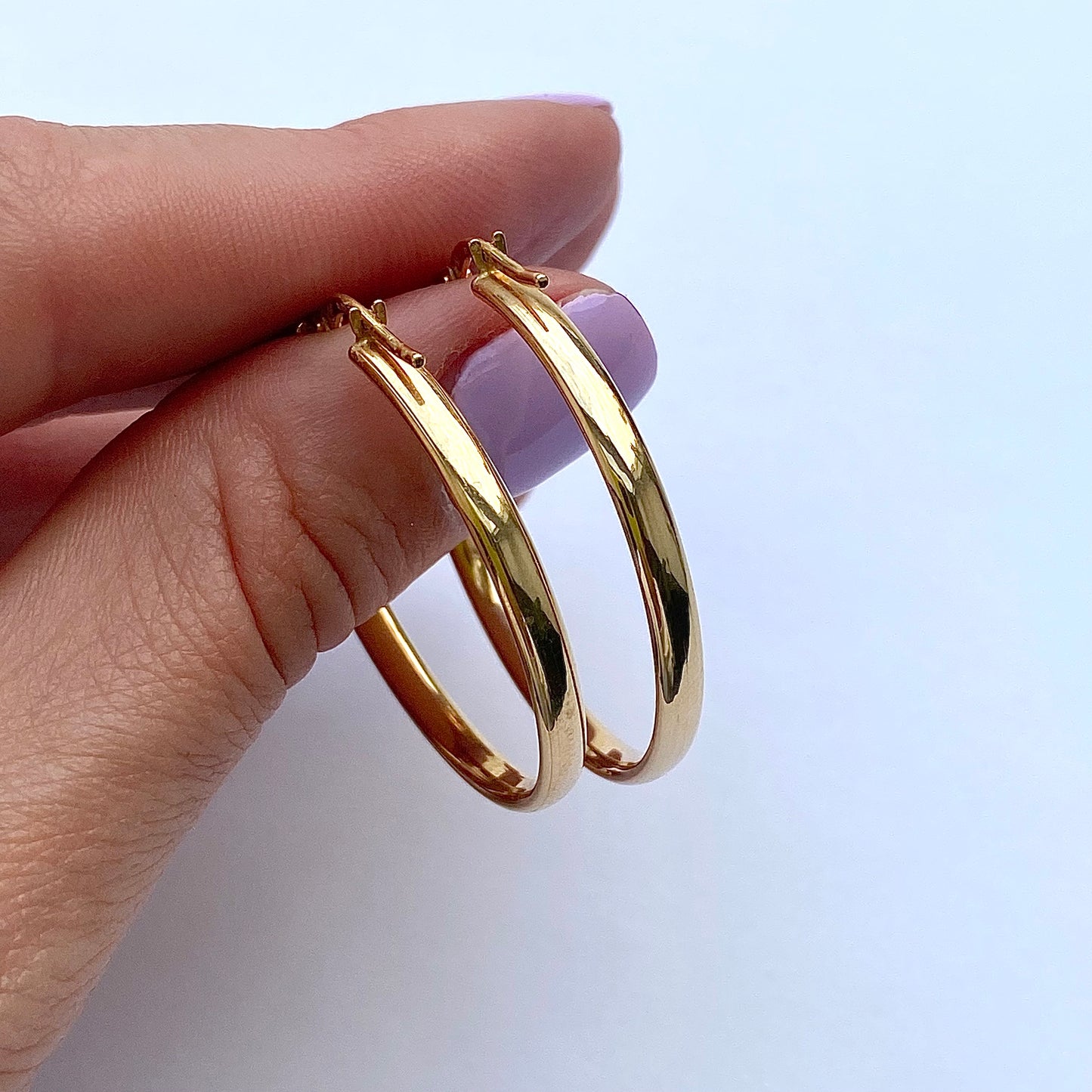 Fabulous 9ct Gold Italian Flat Hoops | 33mm