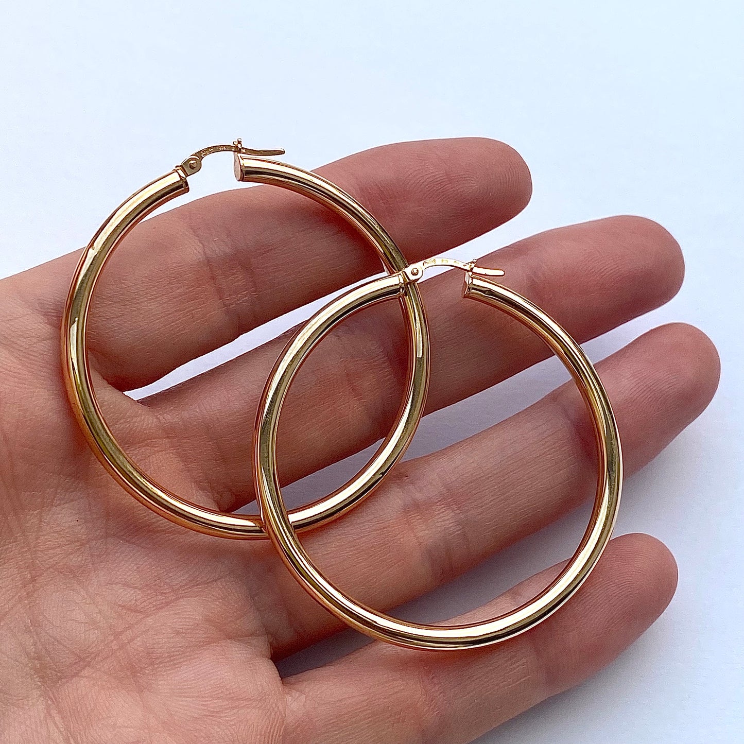 Fantastic Large Italian 9ct 'Unoaerre' Gold Hoops | 56mm