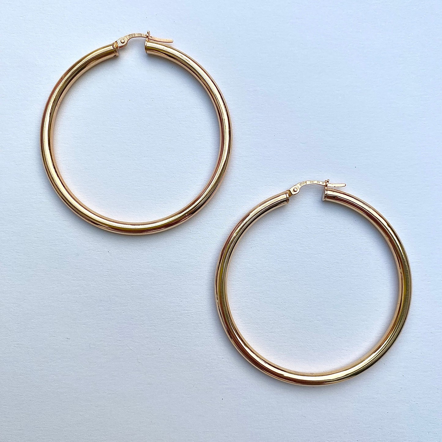 Fantastic Large Italian 9ct 'Unoaerre' Gold Hoops | 56mm