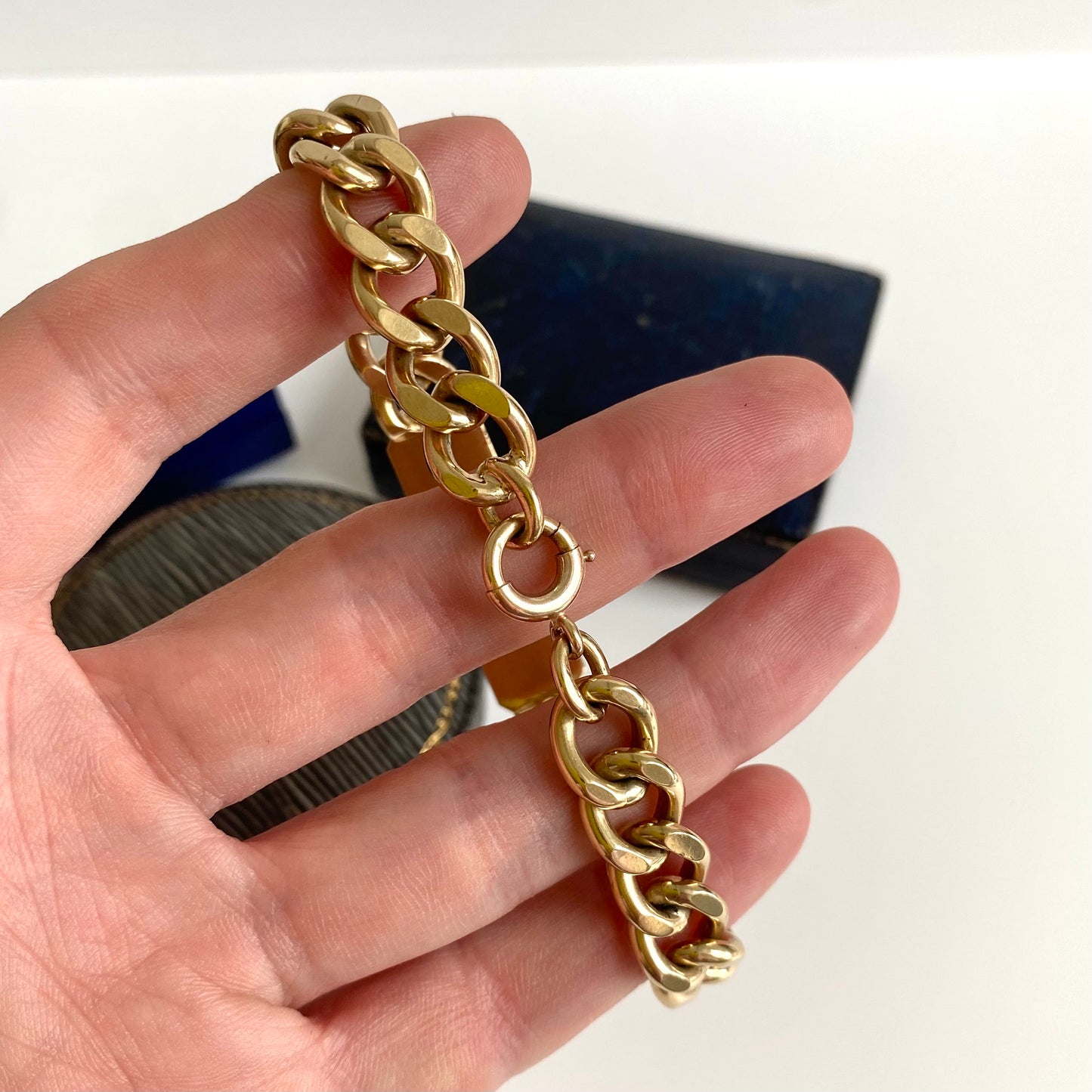 Fantastic Heavy Vintage Solid 9ct Gold Curb ID Bracelet | 7.75" | 10mm