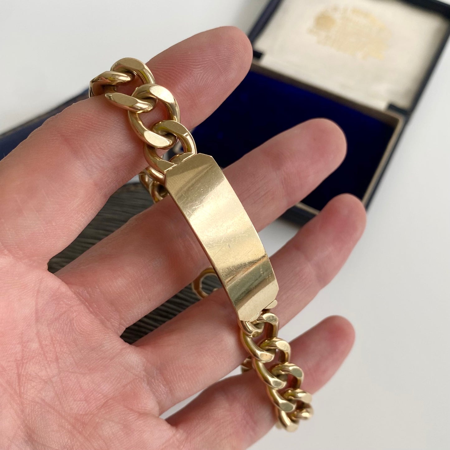 Fantastic Heavy Vintage Solid 9ct Gold Curb ID Bracelet | 7.75" | 10mm
