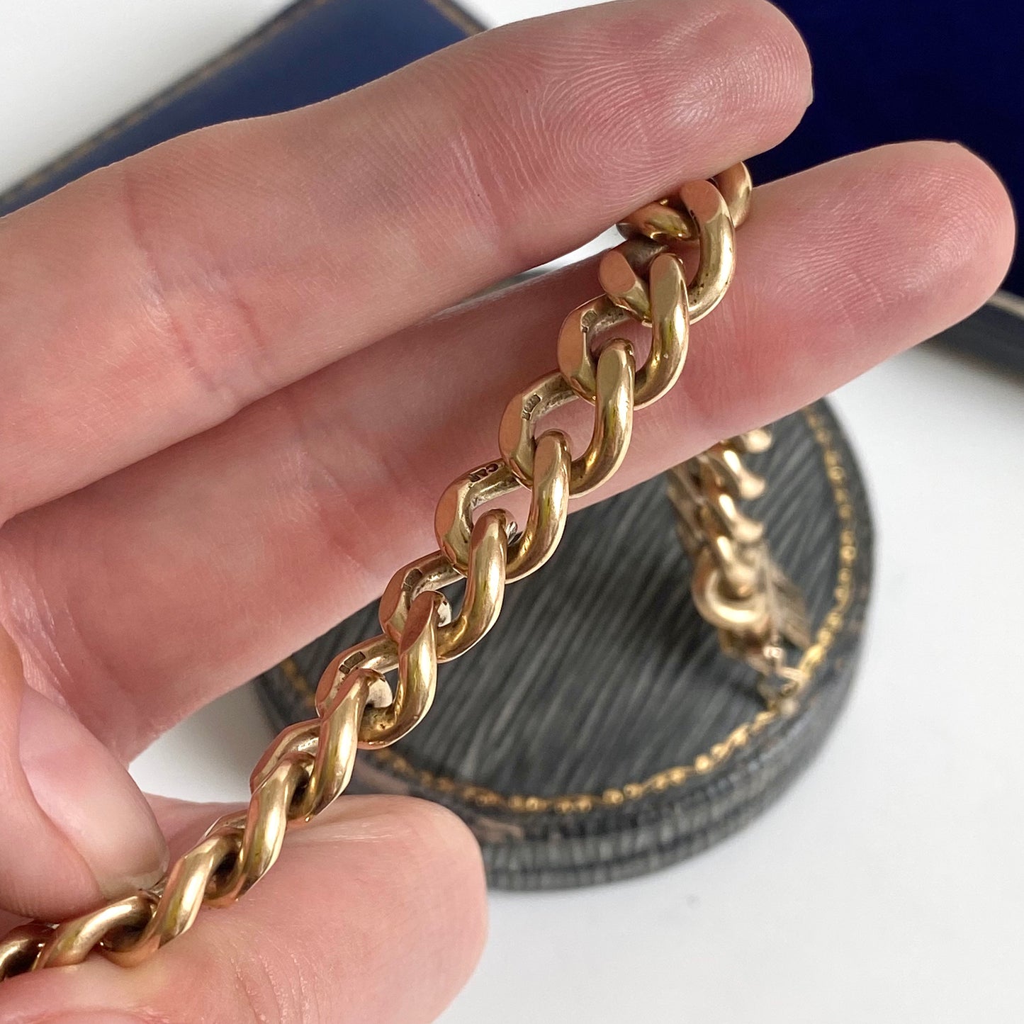 Solid 9ct Gold Vintage Curb Bracelet | 7.5" | 9.5mm