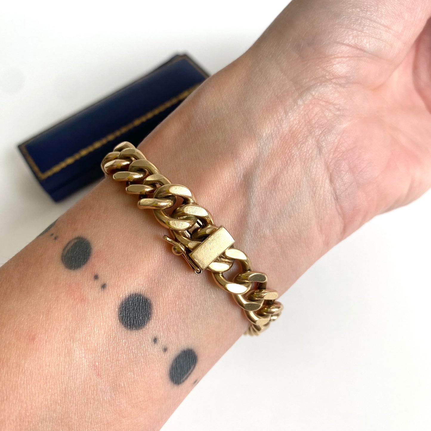 Solid 9ct Gold Vintage Curb Bracelet | 7.5" | 9.5mm