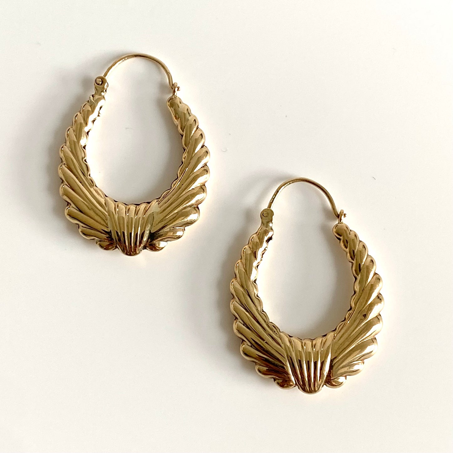 9ct Gold Ribbon Effect Hoops | 35mm