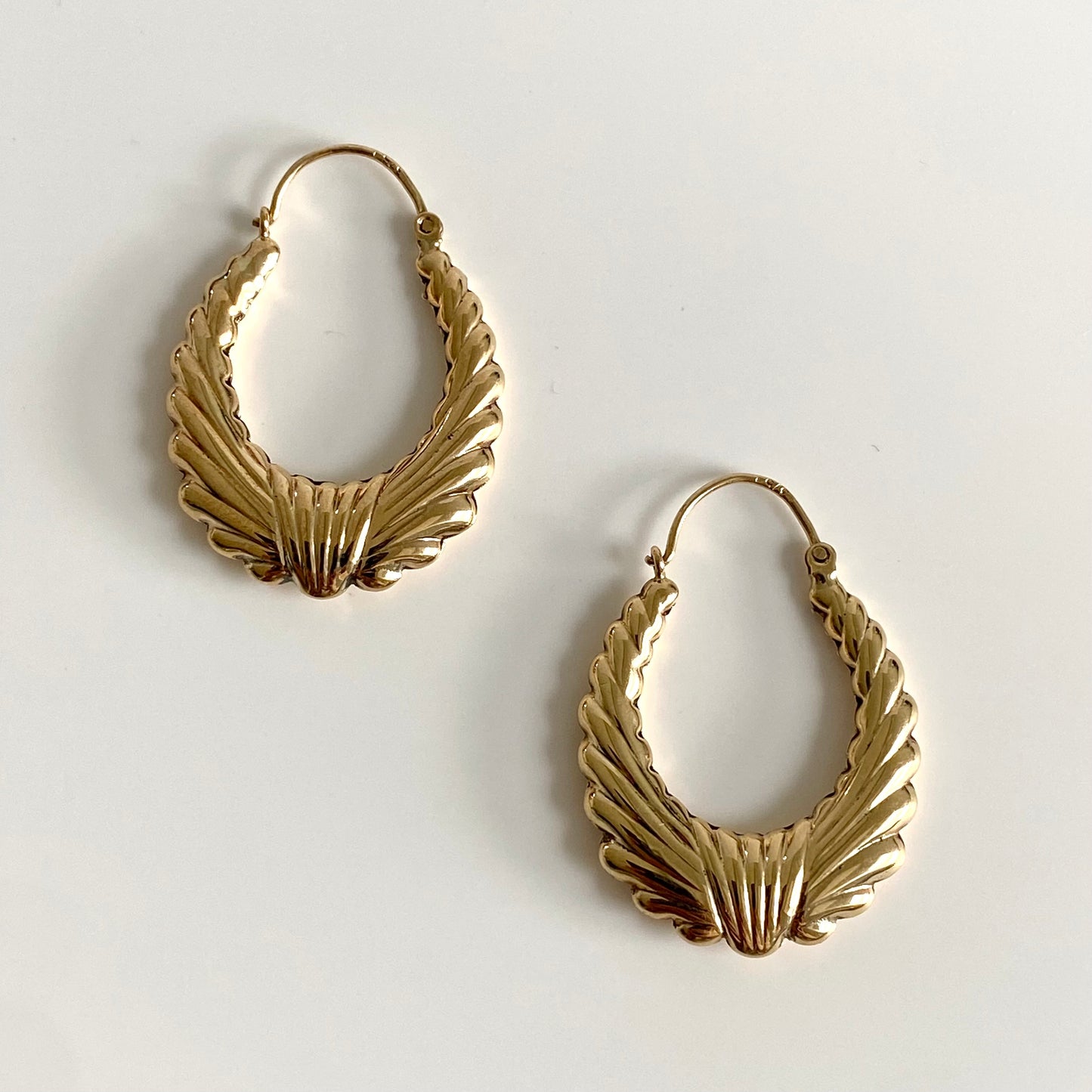 9ct Gold Ribbon Effect Hoops | 35mm