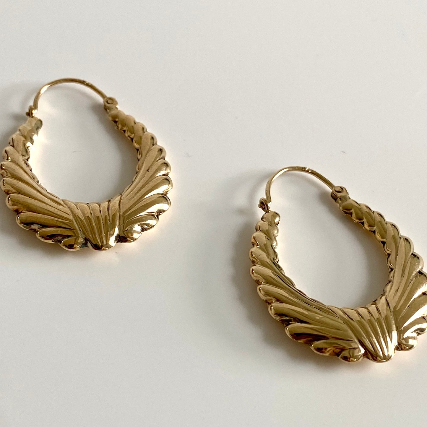9ct Gold Ribbon Effect Hoops | 35mm