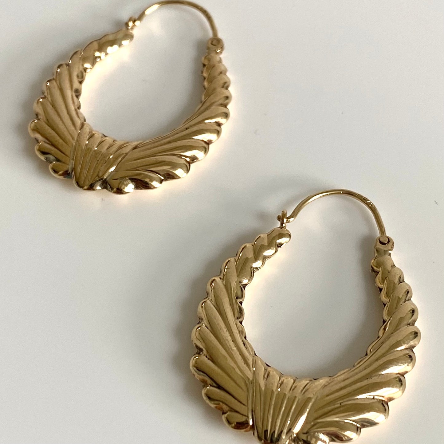 9ct Gold Ribbon Effect Hoops | 35mm