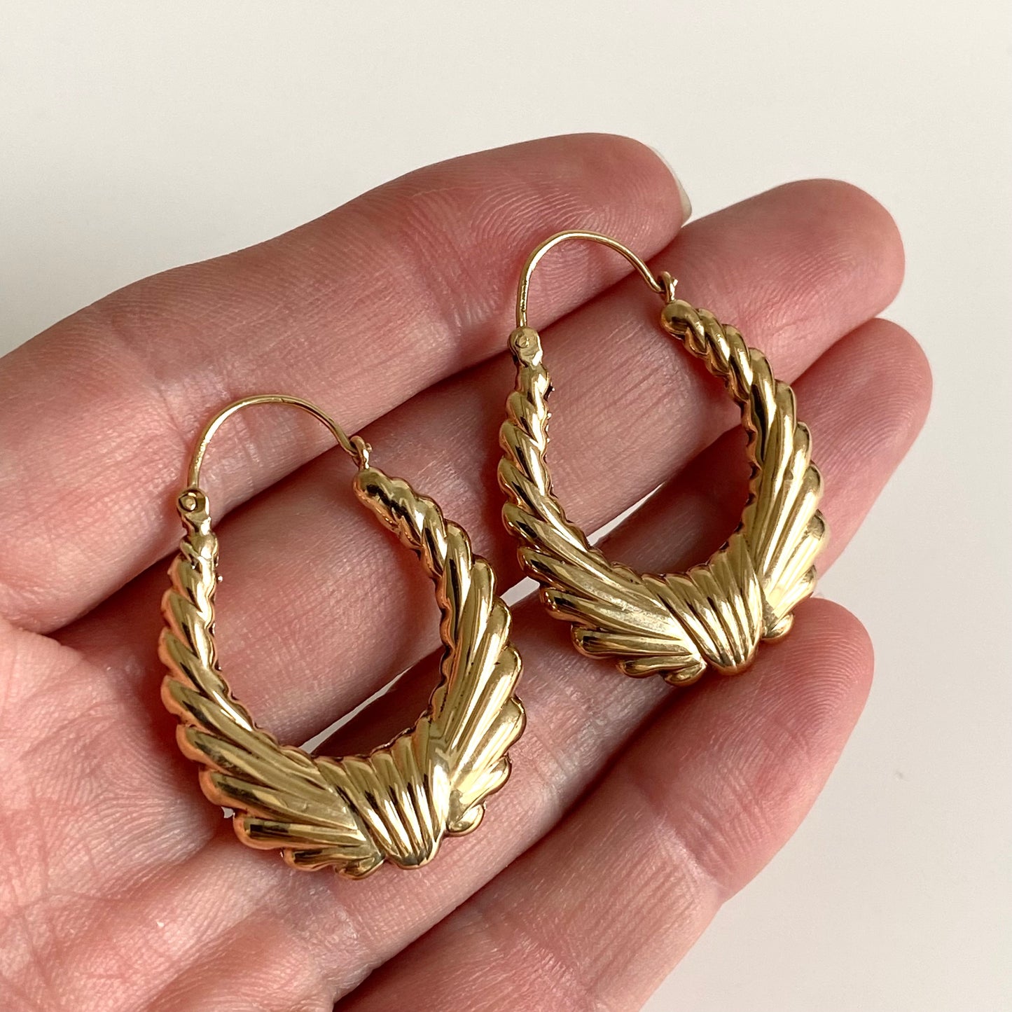 9ct Gold Ribbon Effect Hoops | 35mm