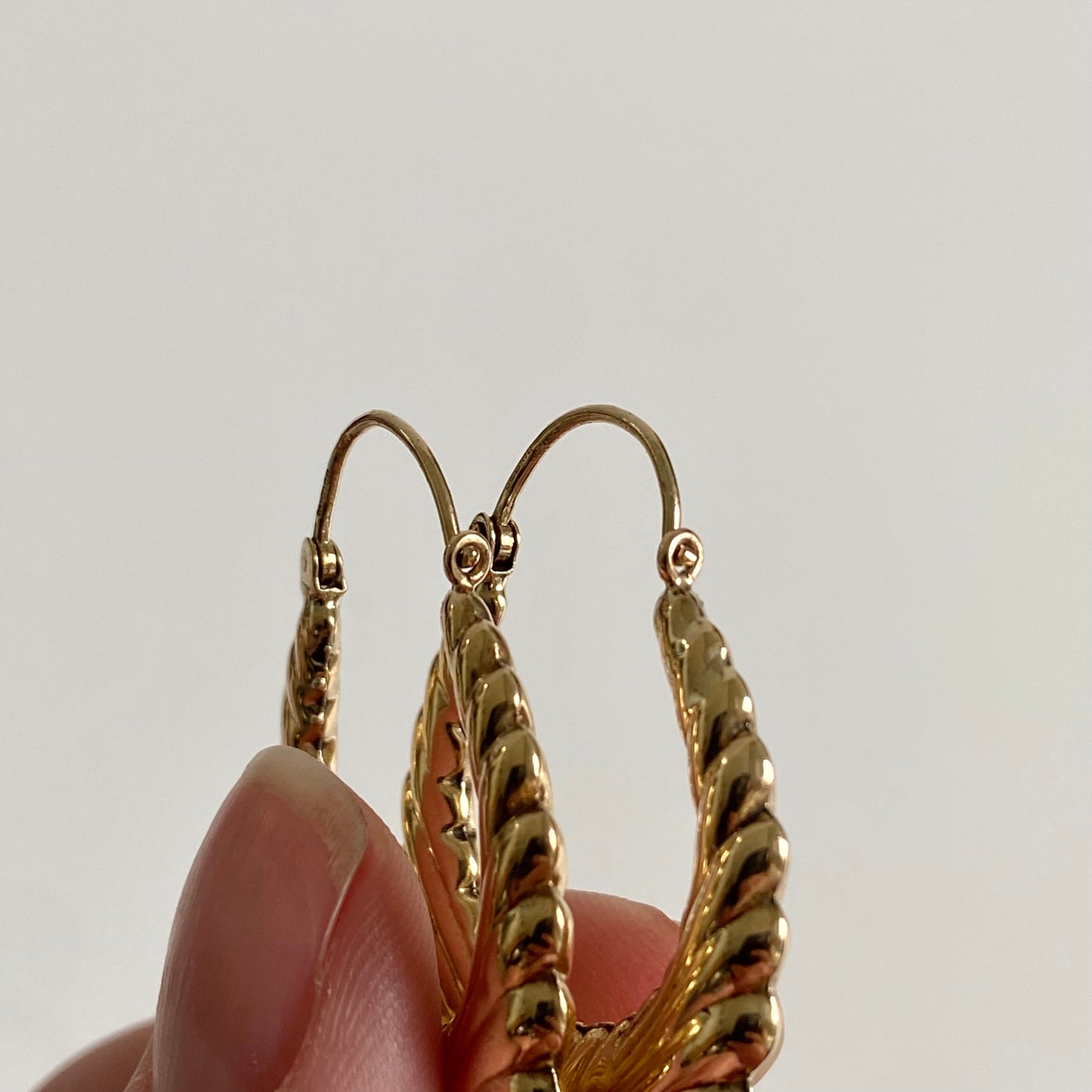 9ct Gold Ribbon Effect Hoops | 35mm