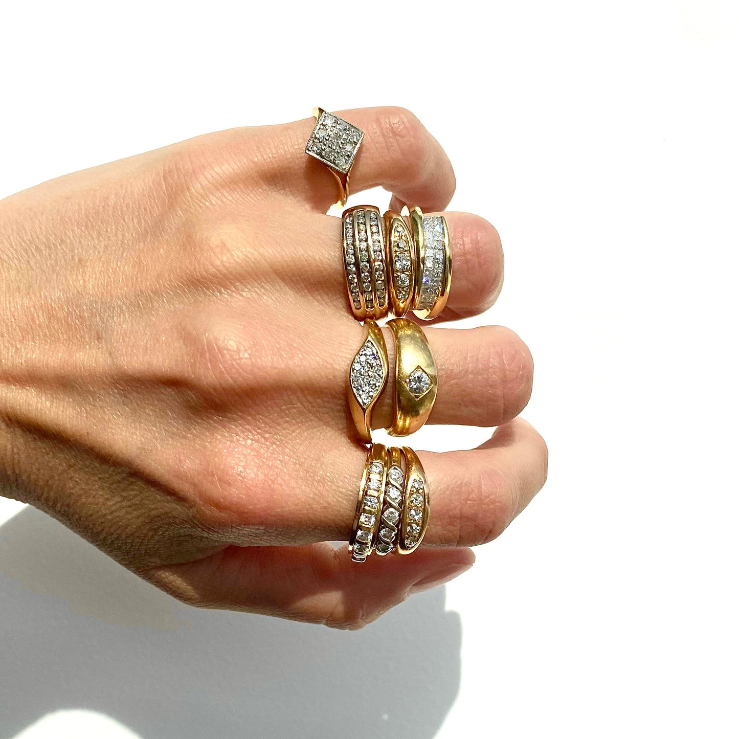 Art Deco 18ct Gold and Diamond Shaped Diamond Ring | Size UK I