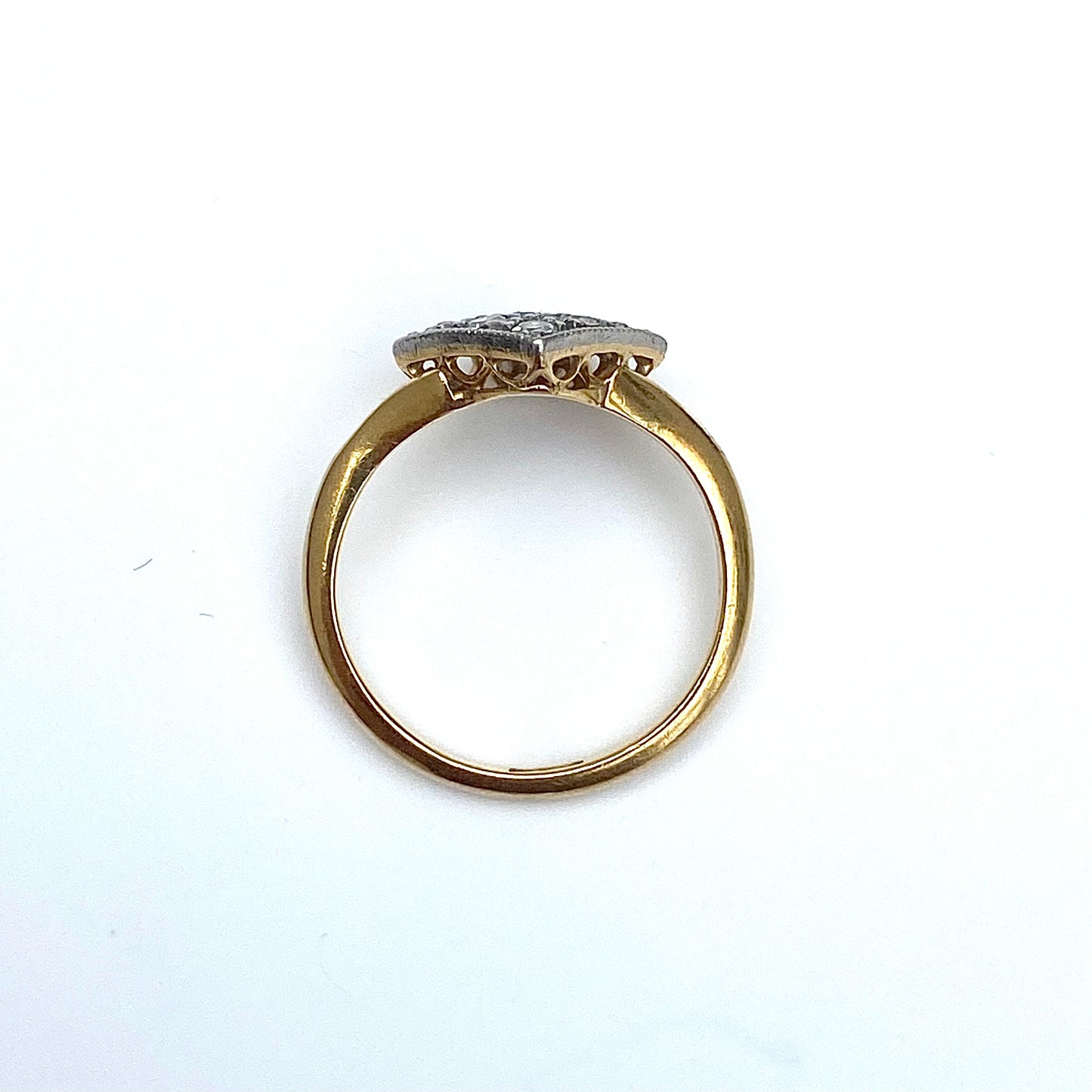 Art Deco 18ct Gold and Diamond Shaped Diamond Ring | Size UK I