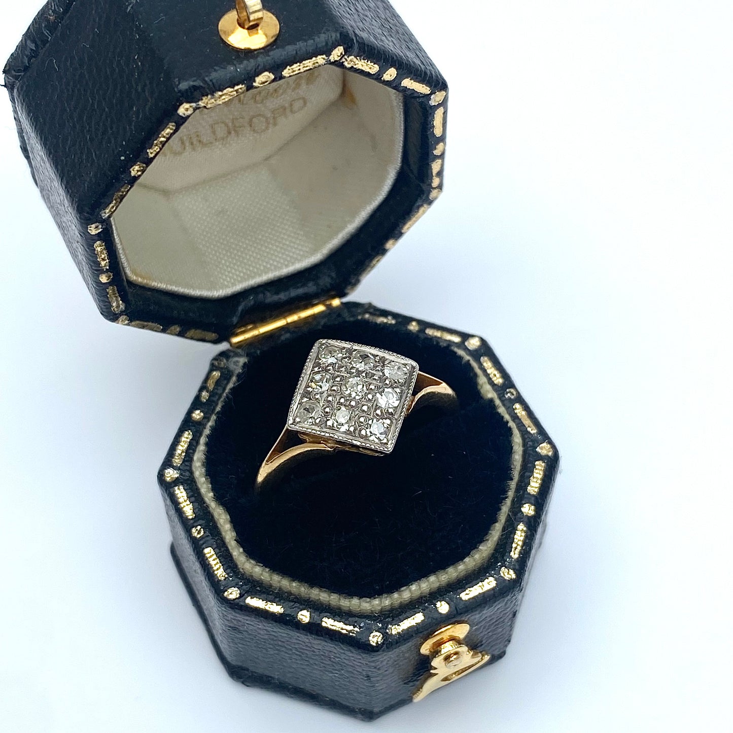 Art Deco 18ct Gold and Diamond Shaped Diamond Ring | Size UK I
