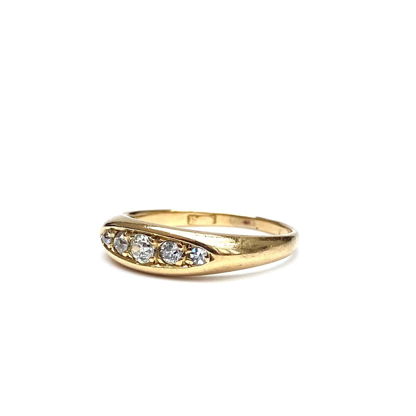 Antique 18ct Gold and Diamond Boat Ring | Size UK K.5