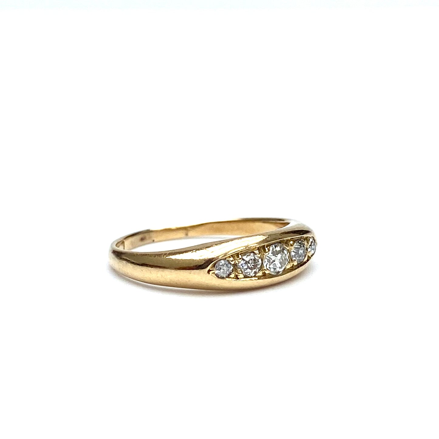 Antique 18ct Gold and Diamond Boat Ring | Size UK K.5