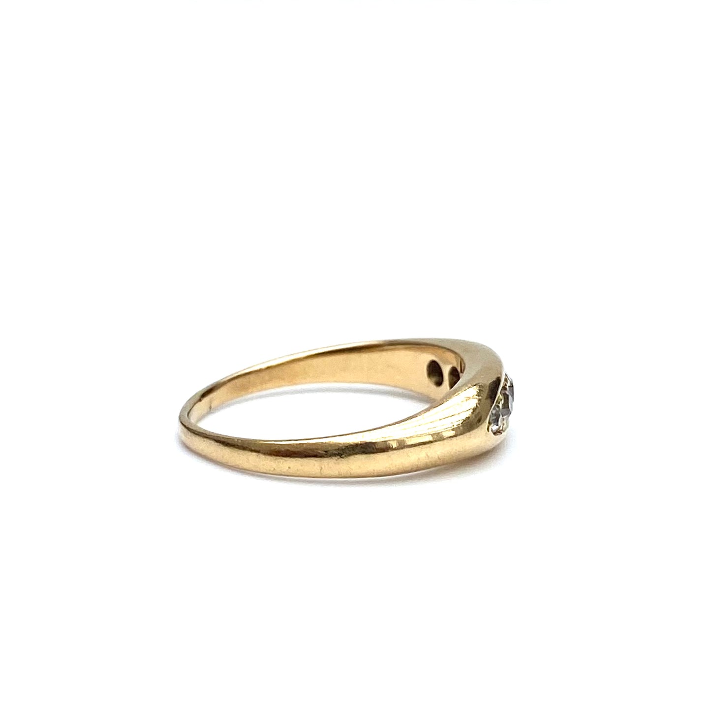 Antique 18ct Gold and Diamond Boat Ring | Size UK K.5