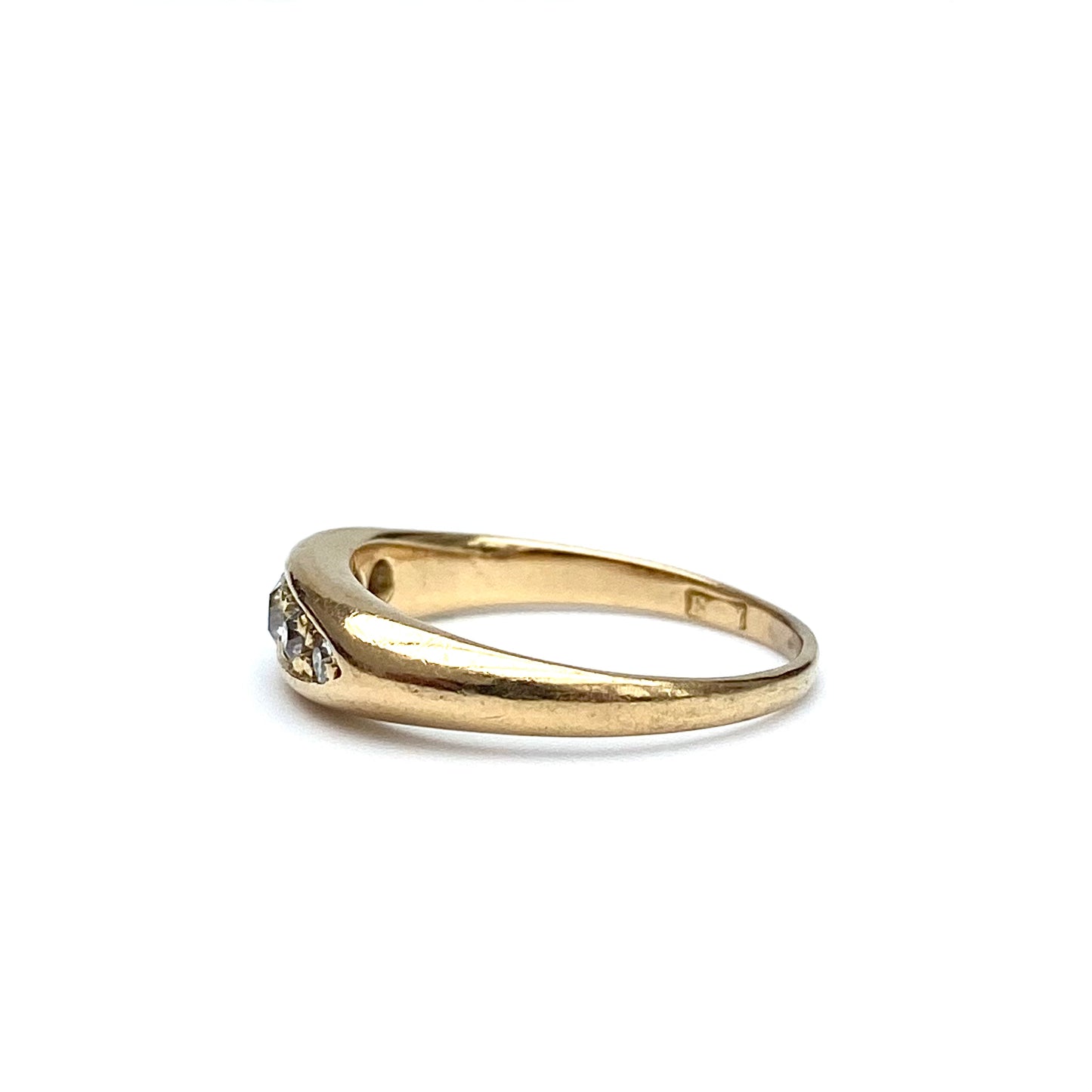 Antique 18ct Gold and Diamond Boat Ring | Size UK K.5