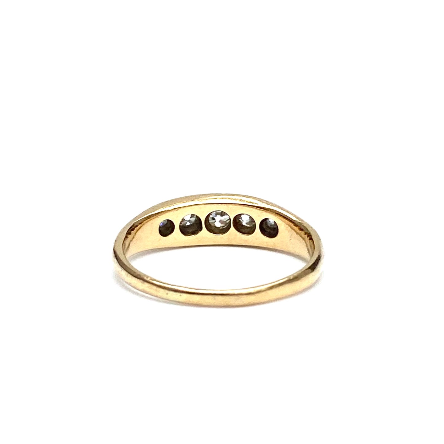 Antique 18ct Gold and Diamond Boat Ring | Size UK K.5