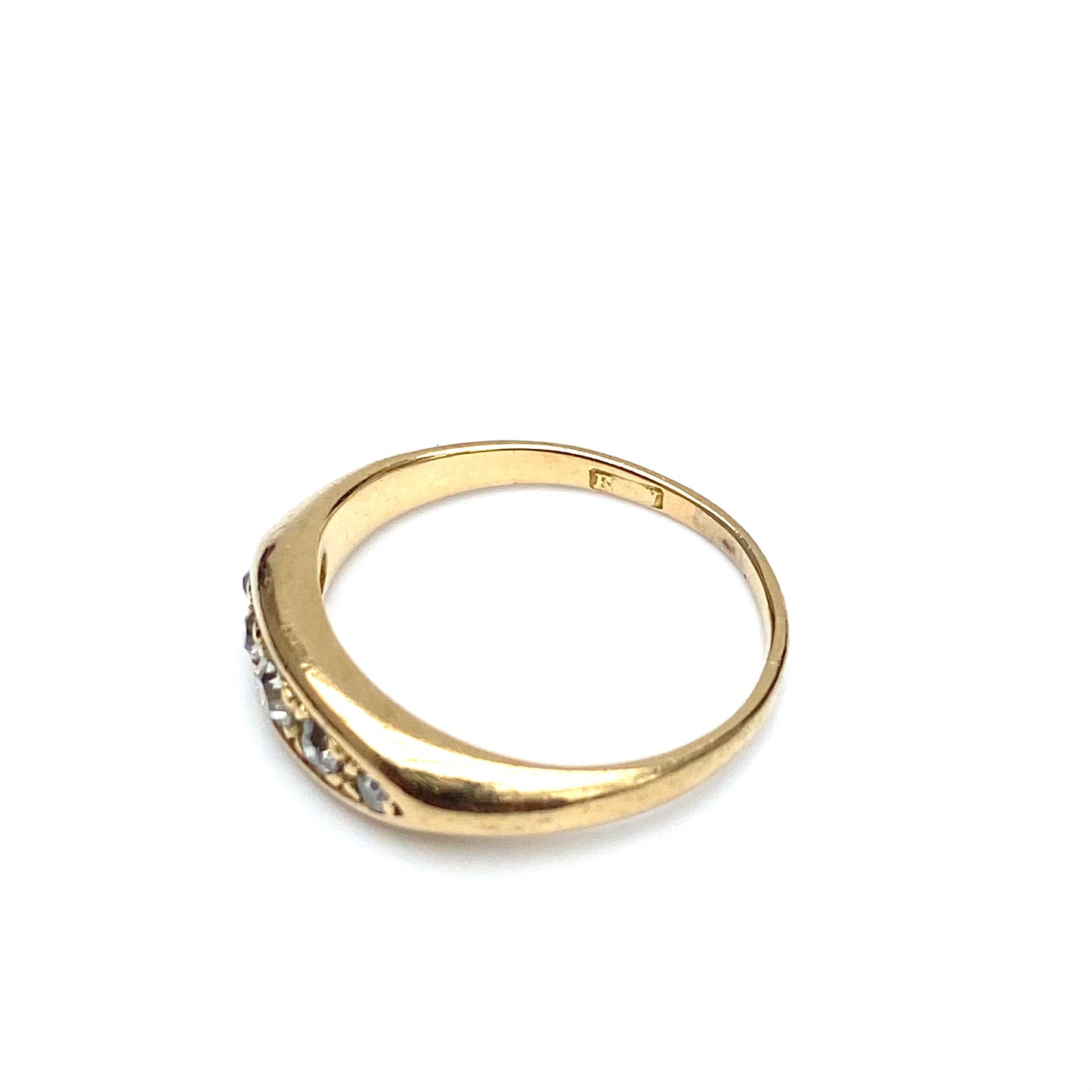 Antique 18ct Gold and Diamond Boat Ring | Size UK K.5