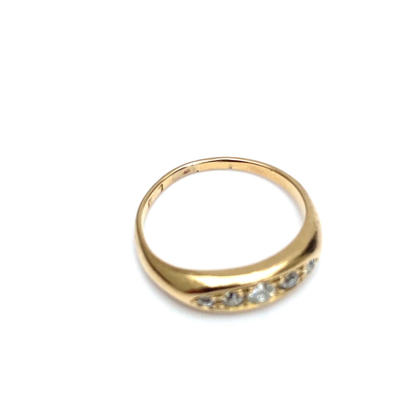 Antique 18ct Gold and Diamond Boat Ring | Size UK K.5