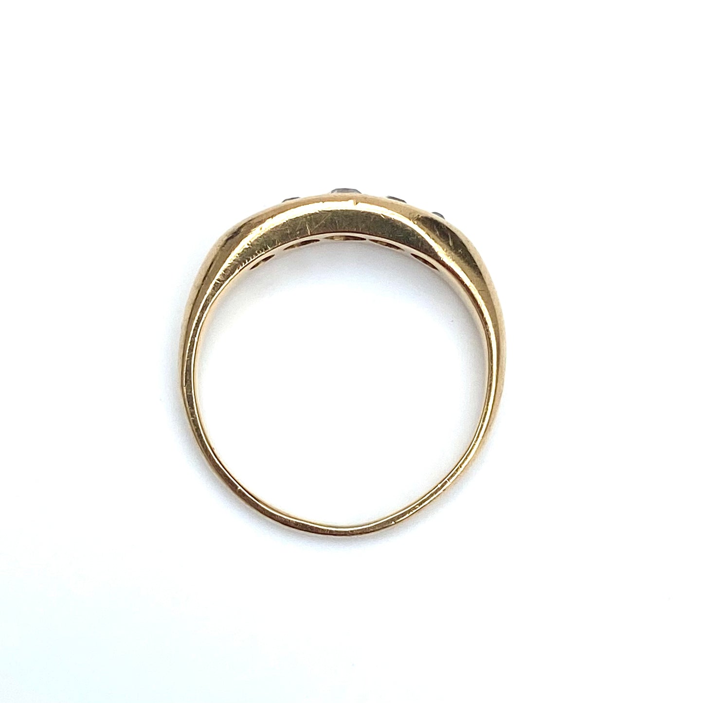 Antique 18ct Gold and Diamond Boat Ring | Size UK K.5
