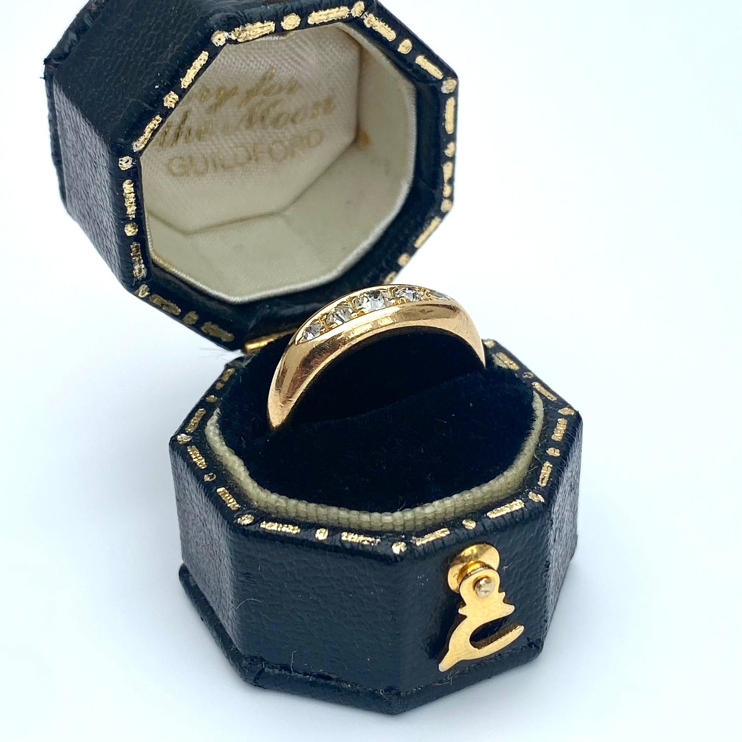 Antique 18ct Gold and Diamond Boat Ring | Size UK K.5