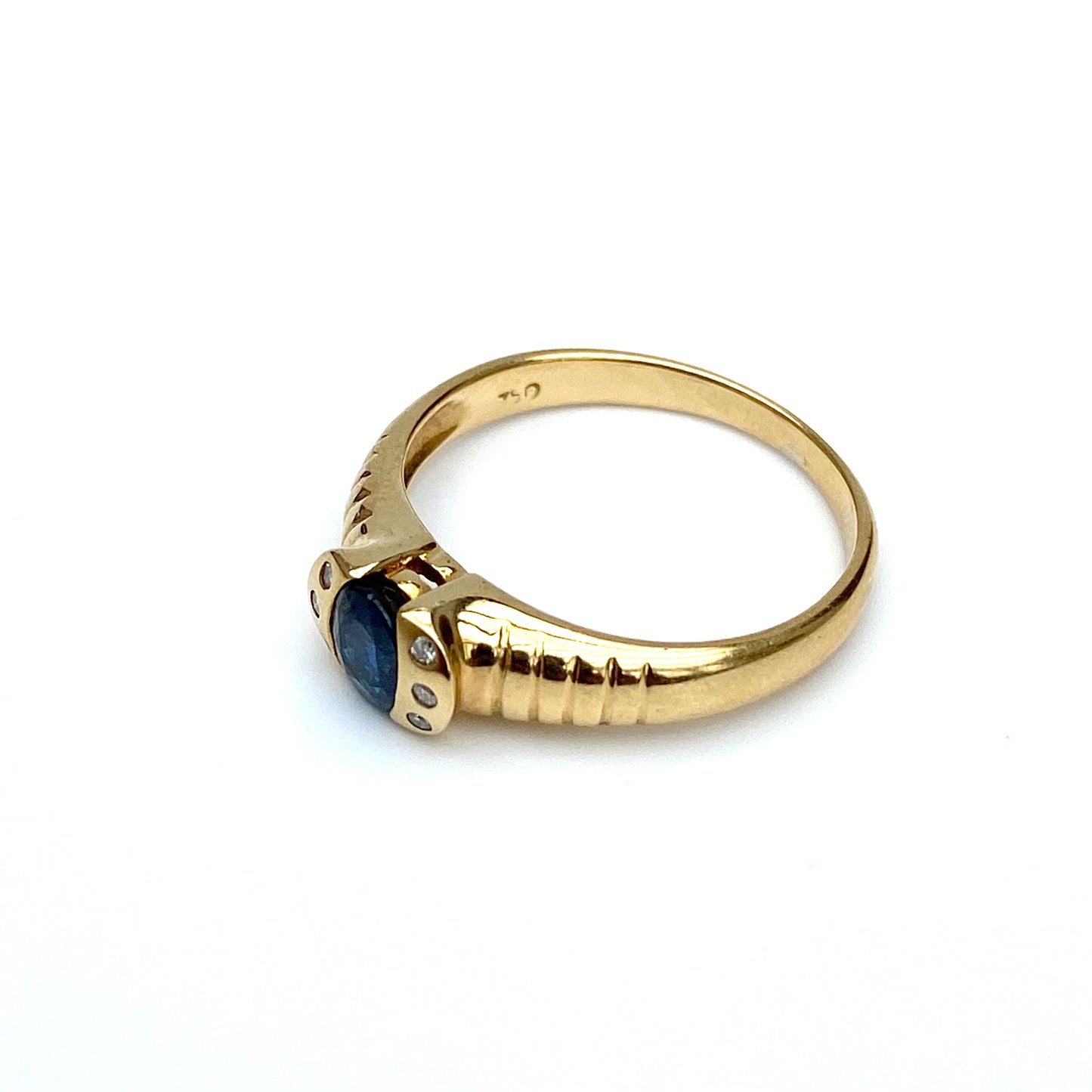 18ct Gold, Diamond & Sapphire Ring | Size UK M.75