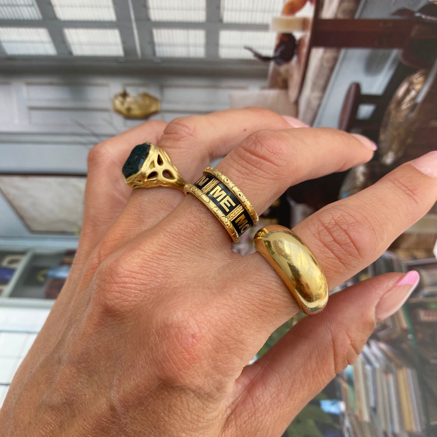 Antique 18ct Gold & Black Enamel Mourning Ring | 1892 | Size UK M.75 (fits like L)