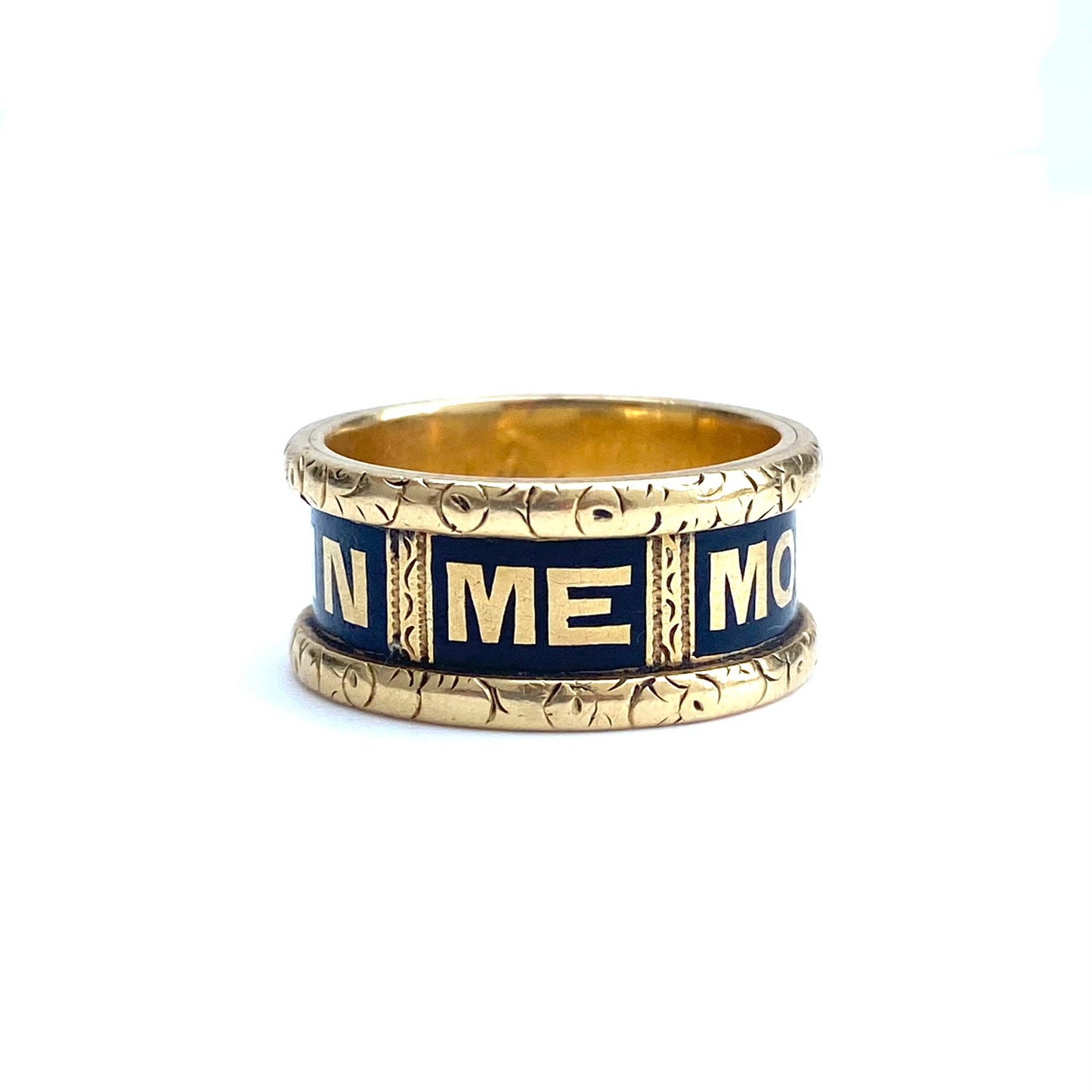 Antique 18ct Gold & Black Enamel Mourning Ring | 1892 | Size UK M.75 (fits like L)