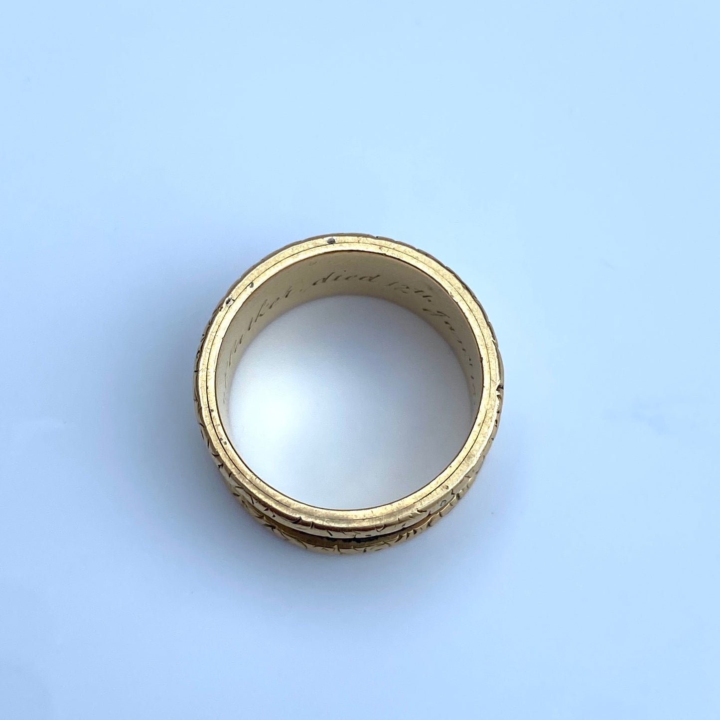 Antique 18ct Gold & Black Enamel Mourning Ring | 1892 | Size UK M.75 (fits like L)