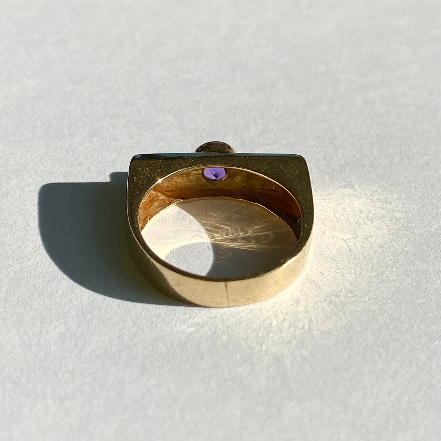 9ct Gold and Amethyst Solitaire Ring | Size UK L.5