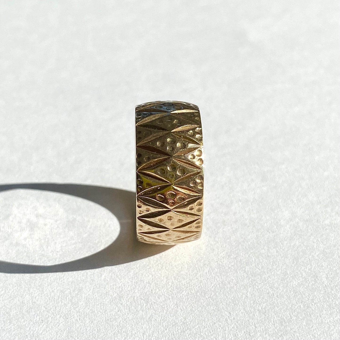9ct Gold Patterned Cigar Band | Size UK N (fits like L)