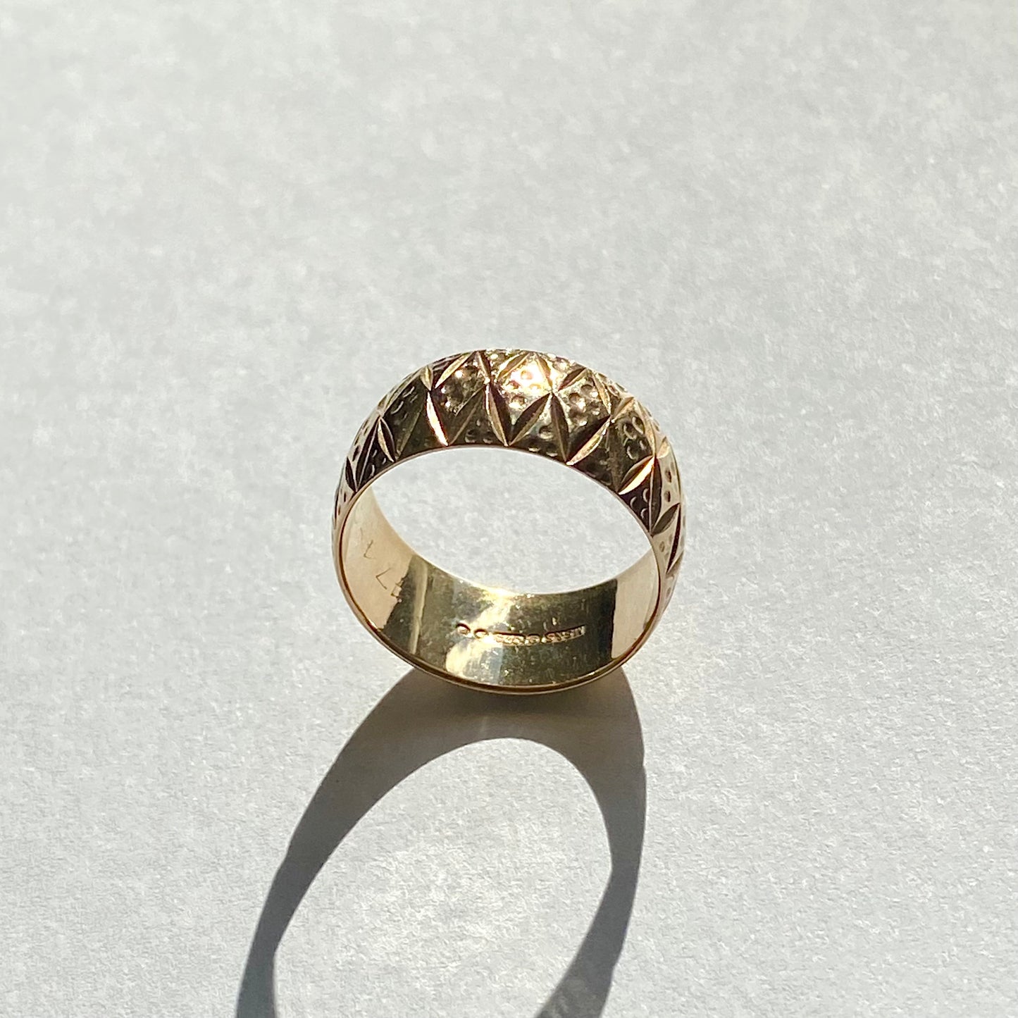 9ct Gold Patterned Cigar Band | Size UK N (fits like L)