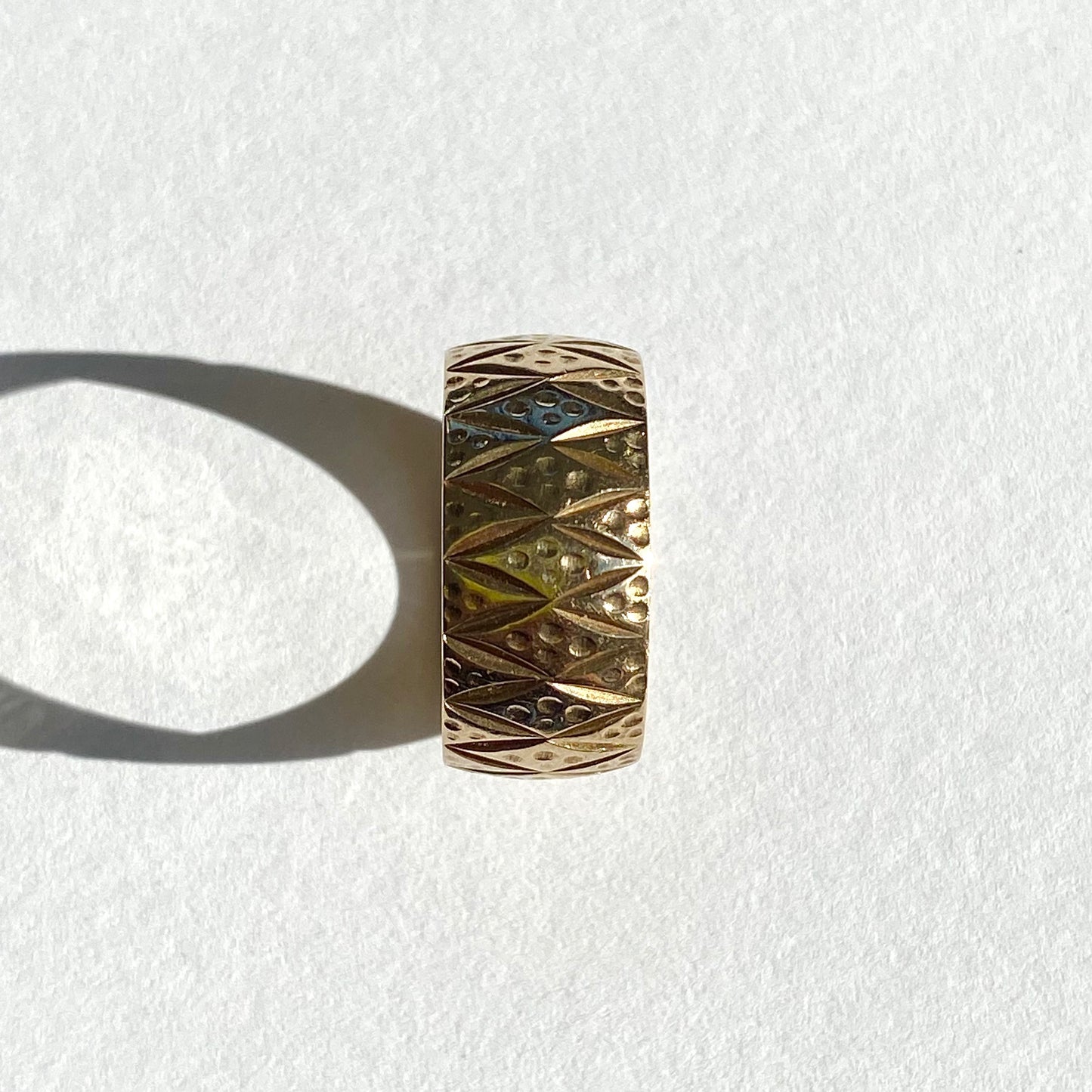 9ct Gold Patterned Cigar Band | Size UK N (fits like L)