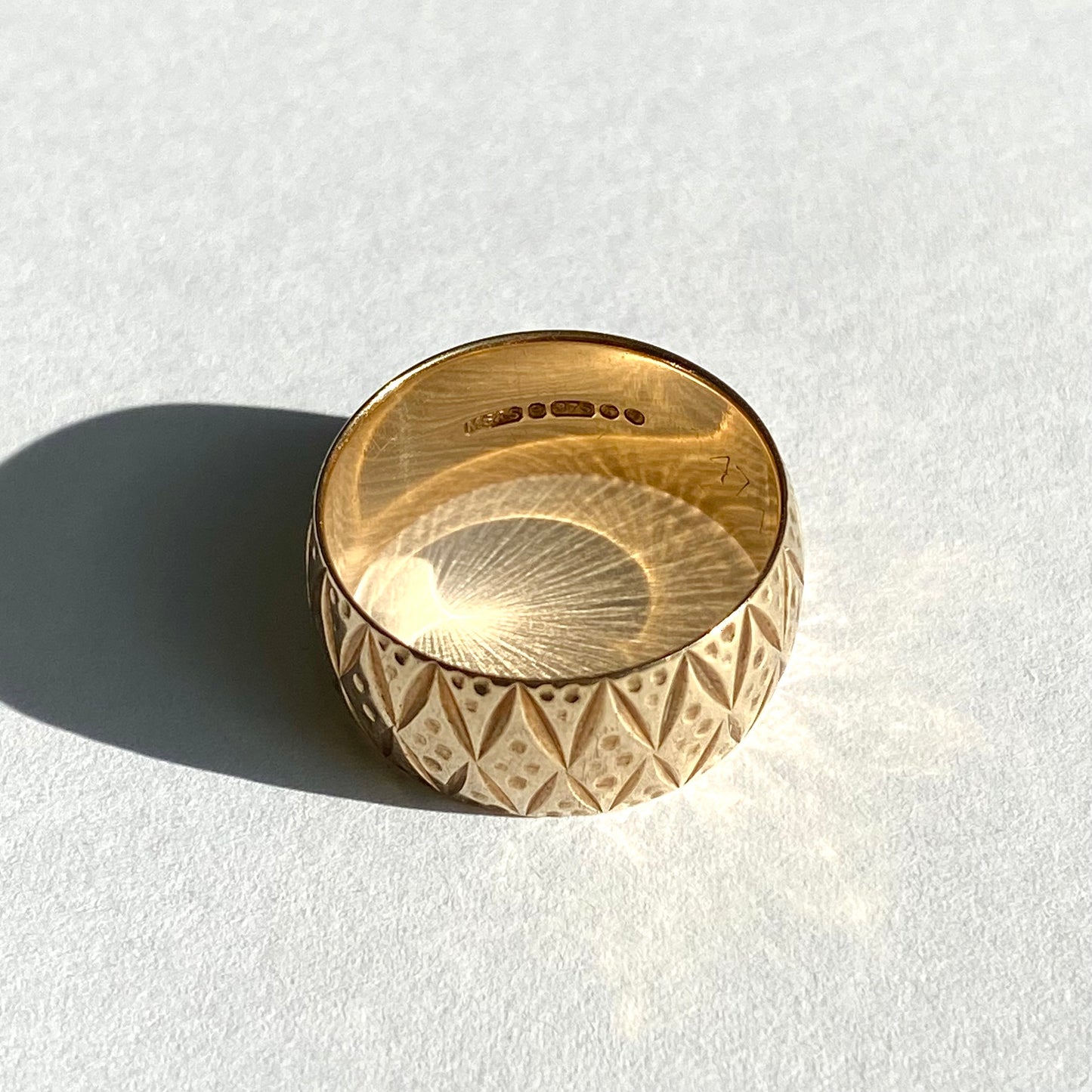 9ct Gold Patterned Cigar Band | Size UK N (fits like L)
