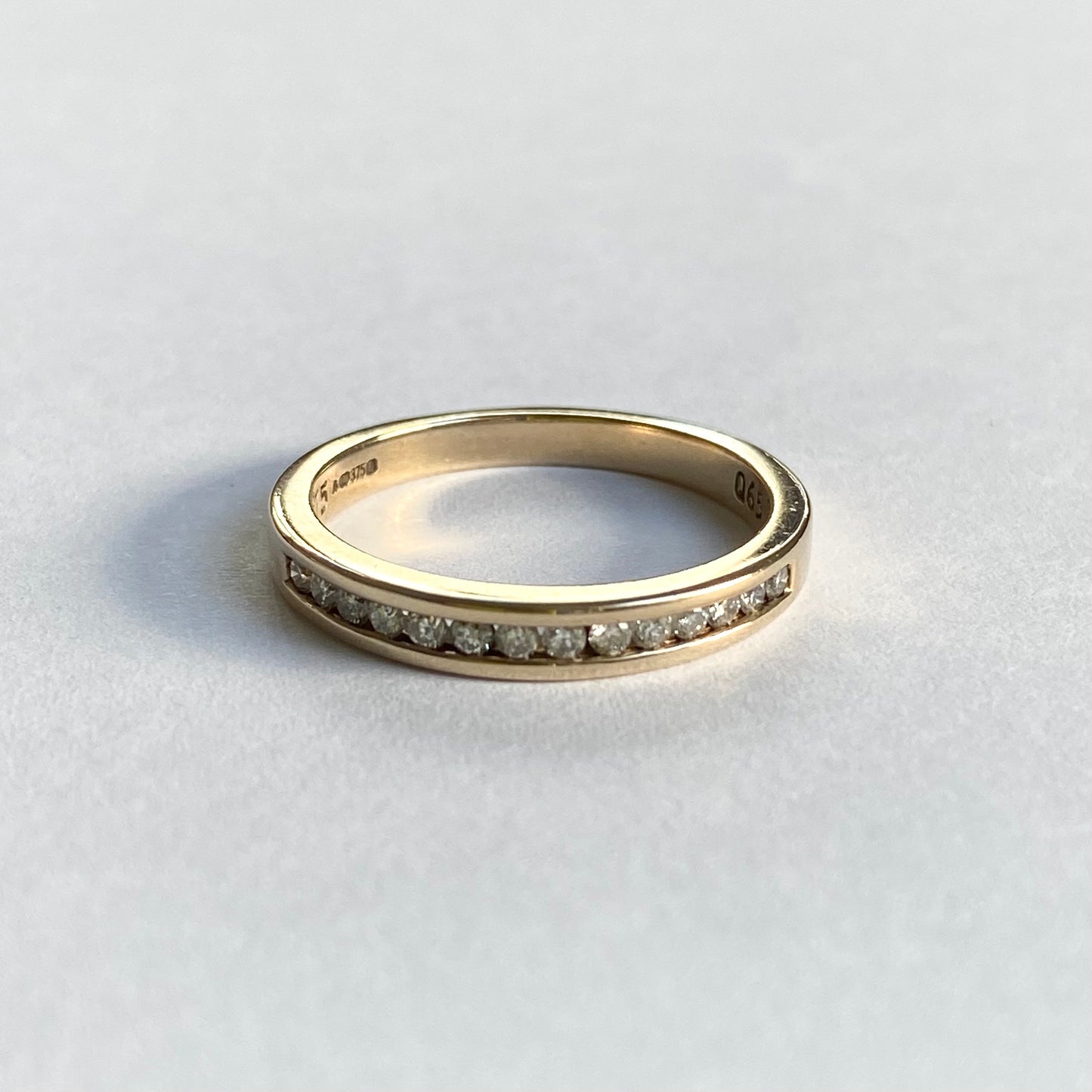 9ct Gold Half Eternity Channel Set Diamond Ring | Size UK P.5
