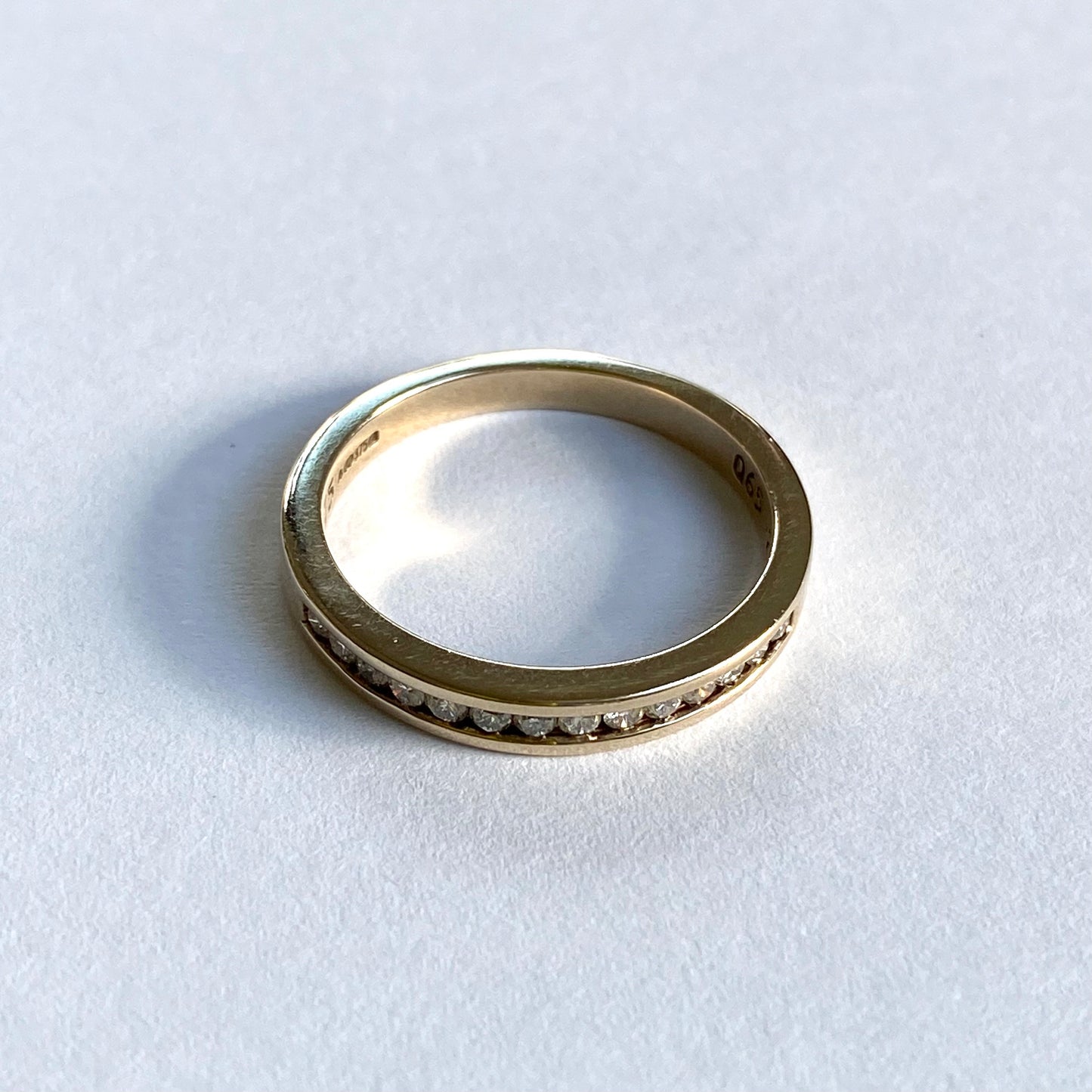 9ct Gold Half Eternity Channel Set Diamond Ring | Size UK P.5