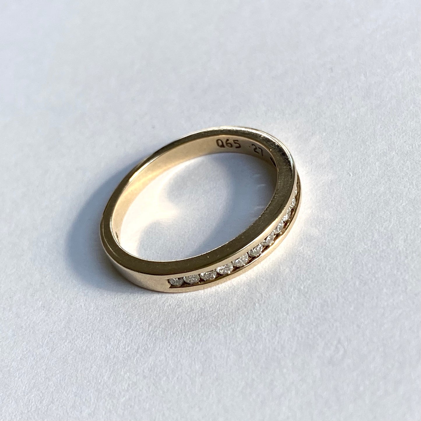 9ct Gold Half Eternity Channel Set Diamond Ring | Size UK P.5