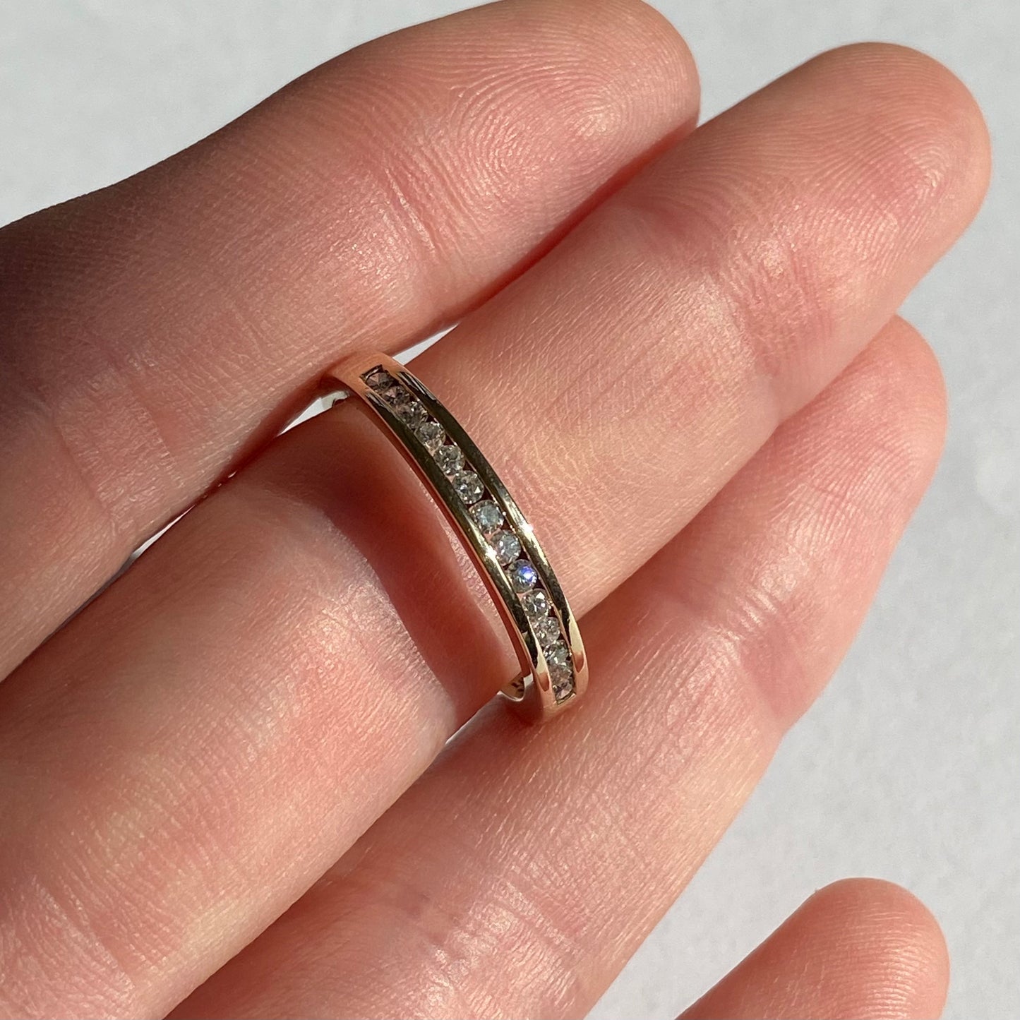 9ct Gold Half Eternity Channel Set Diamond Ring | Size UK P.5
