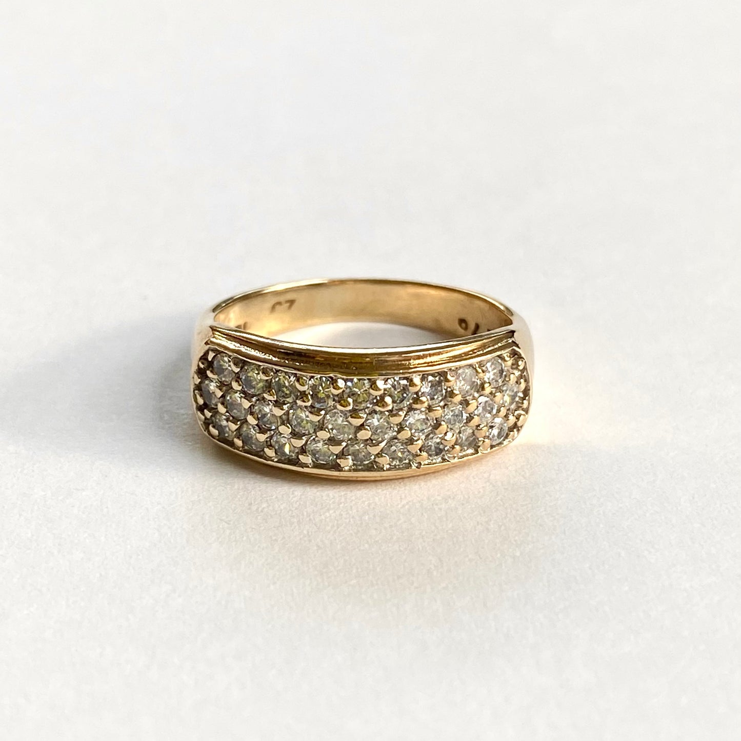 9ct Gold Cubic Zirconia Pave Ring | Size UK L