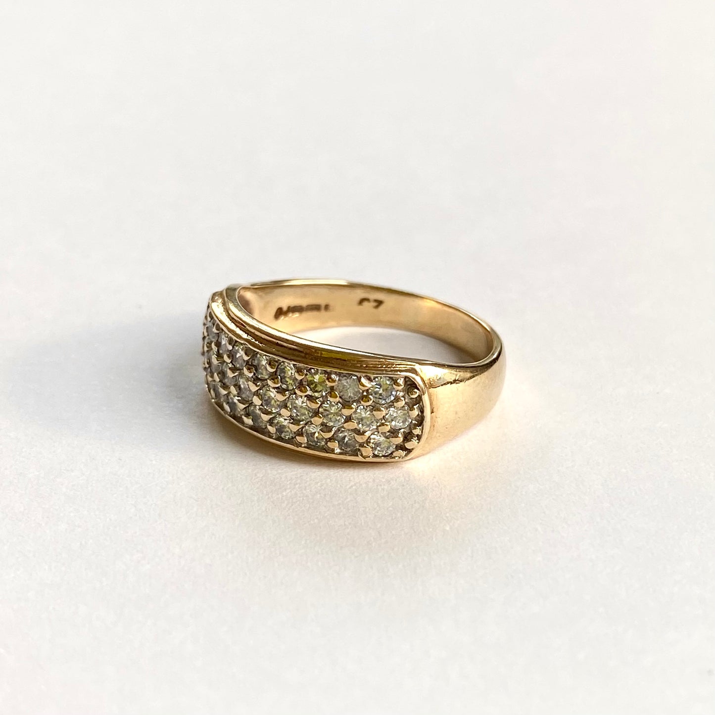 9ct Gold Cubic Zirconia Pave Ring | Size UK L