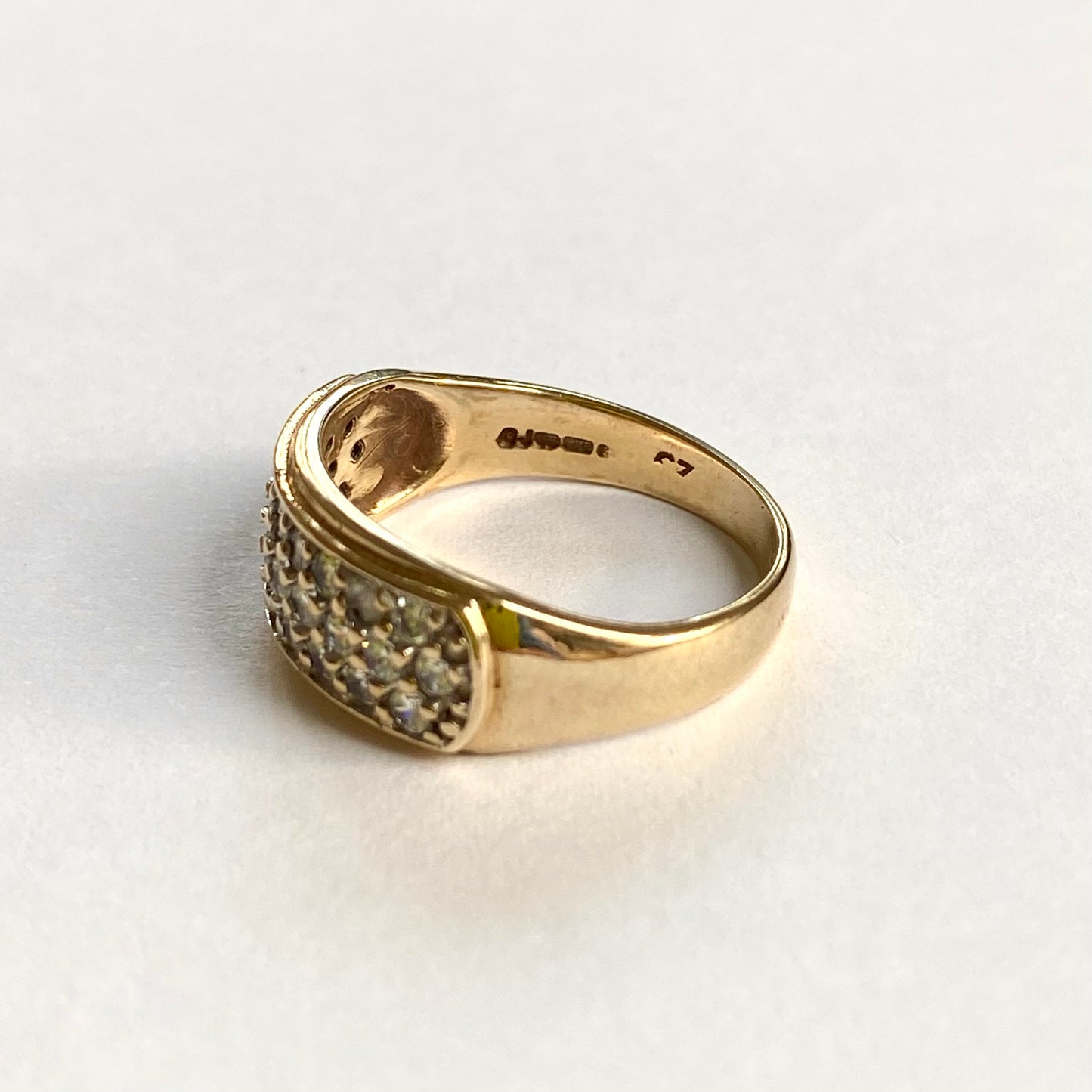 9ct Gold Cubic Zirconia Pave Ring | Size UK L