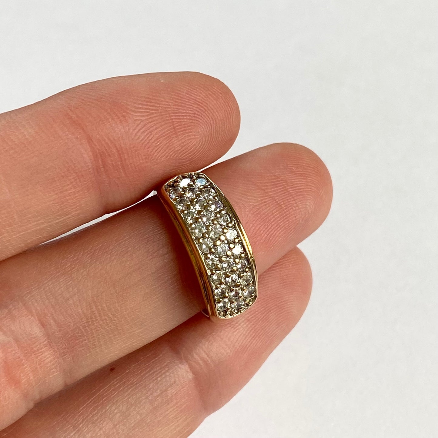 9ct Gold Cubic Zirconia Pave Ring | Size UK L