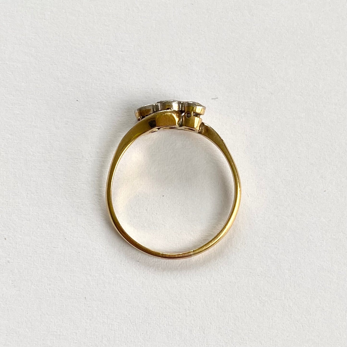 18ct Gold, Platinum and Diamond Trilogy Ring | Size UK M
