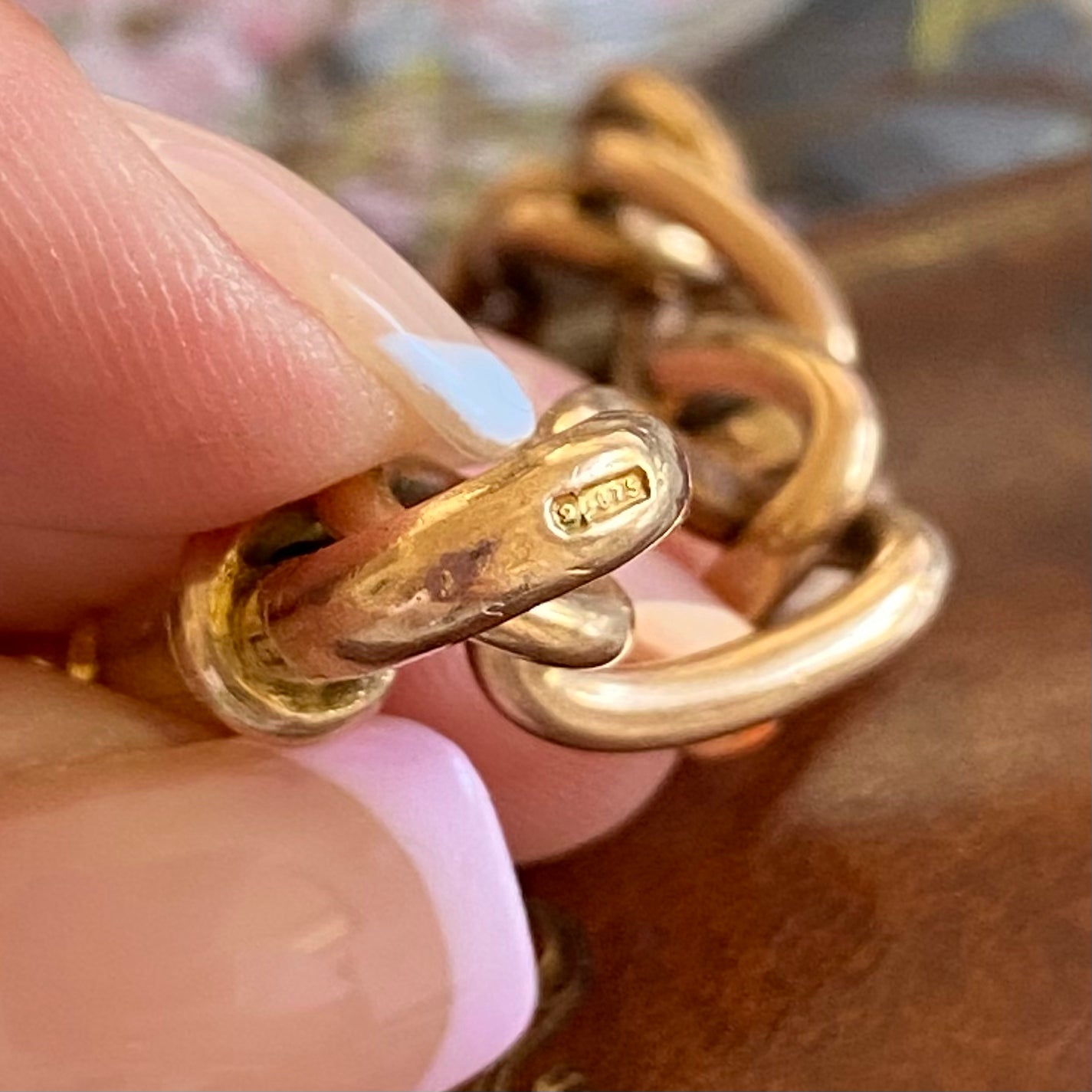 Antique Rosy 9ct Gold Twisted Open Curb Link Bracelet | 7.1" | 9.5mm