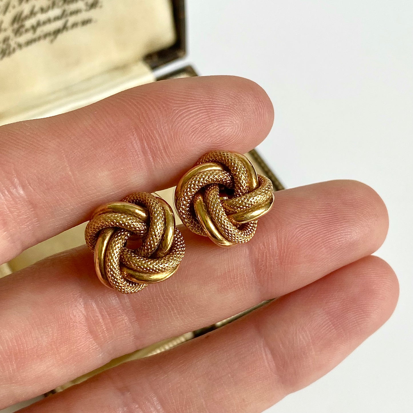 9ct Gold Textured Knot Earrings | 13mm