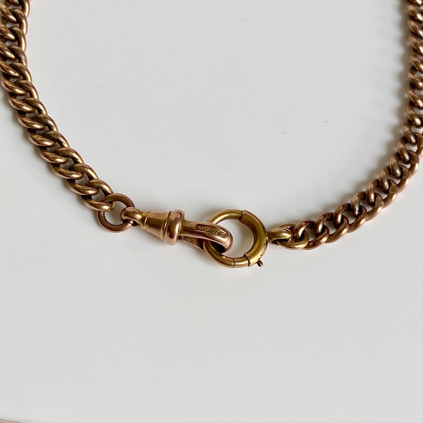 Antique 9ct Gold Albert Bracelet or Chain Extender with Bolt Ring and Dog Clip | 9" | 5mm